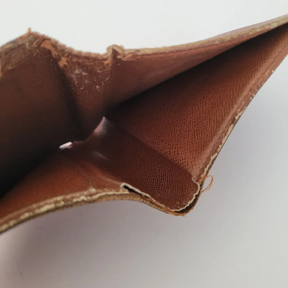 Louis Vuitton Monogram Bifold Wallet Brown Canvas ID Window France Vintage